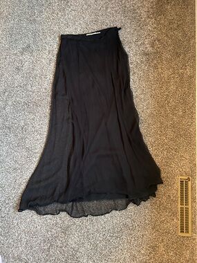 Max Studio Black Sheer Layered Maxi Skirt